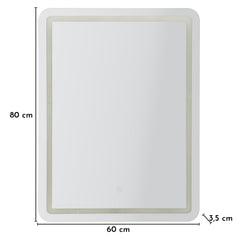 LED WALL MIRROR SIMPLE RECTANGULAR CM 60X3,5X80 (3 COLOR LIGHT)