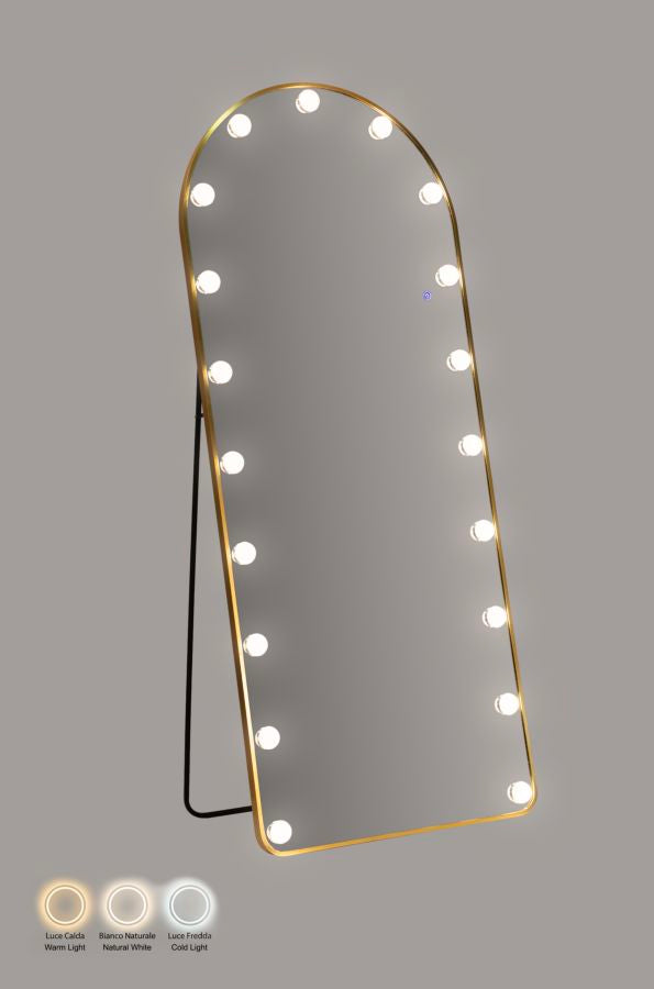 LED FLOOR MIRROR HOLLYWOOD ARC CM 70X6-45X170 (3 COLOR LIGHT)
