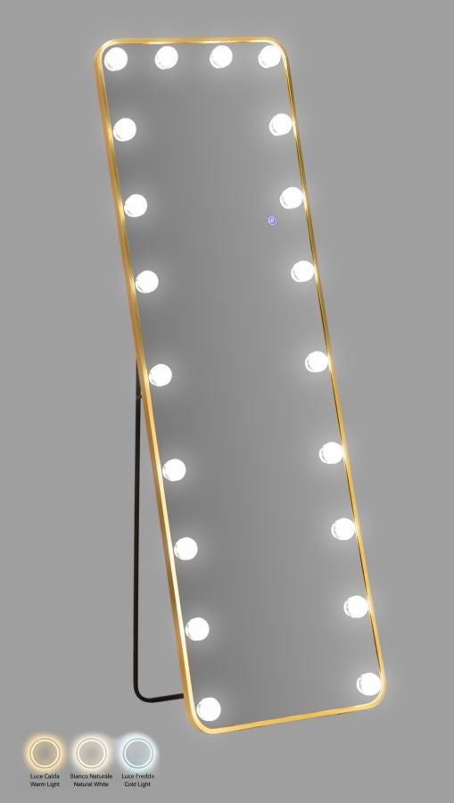 LED FLOOR MIRROR HOLLYWOOD RECTANGULAR CM 50X6-45X160 (3 COLOR LIGHT)