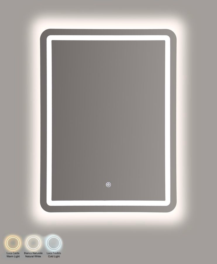 LED WALL MIRROR SIMPLE RECTANGULAR CM 60X3,5X80 (3 COLOR LIGHT)