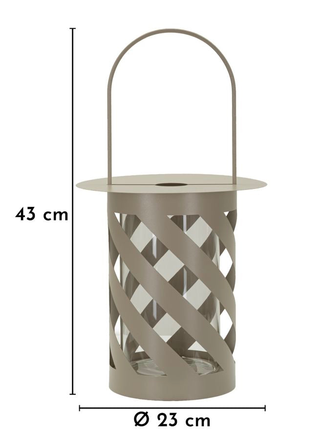 TWIST SATURN LANTERN DOVE GREY  CM Ø 23X43