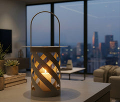TWIST SATURN LANTERN DOVE GREY  CM Ø 23X43