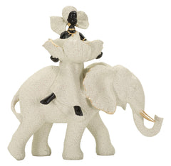 Ethnic Sculpture African Woman on Elephant 29X13X29 Cm