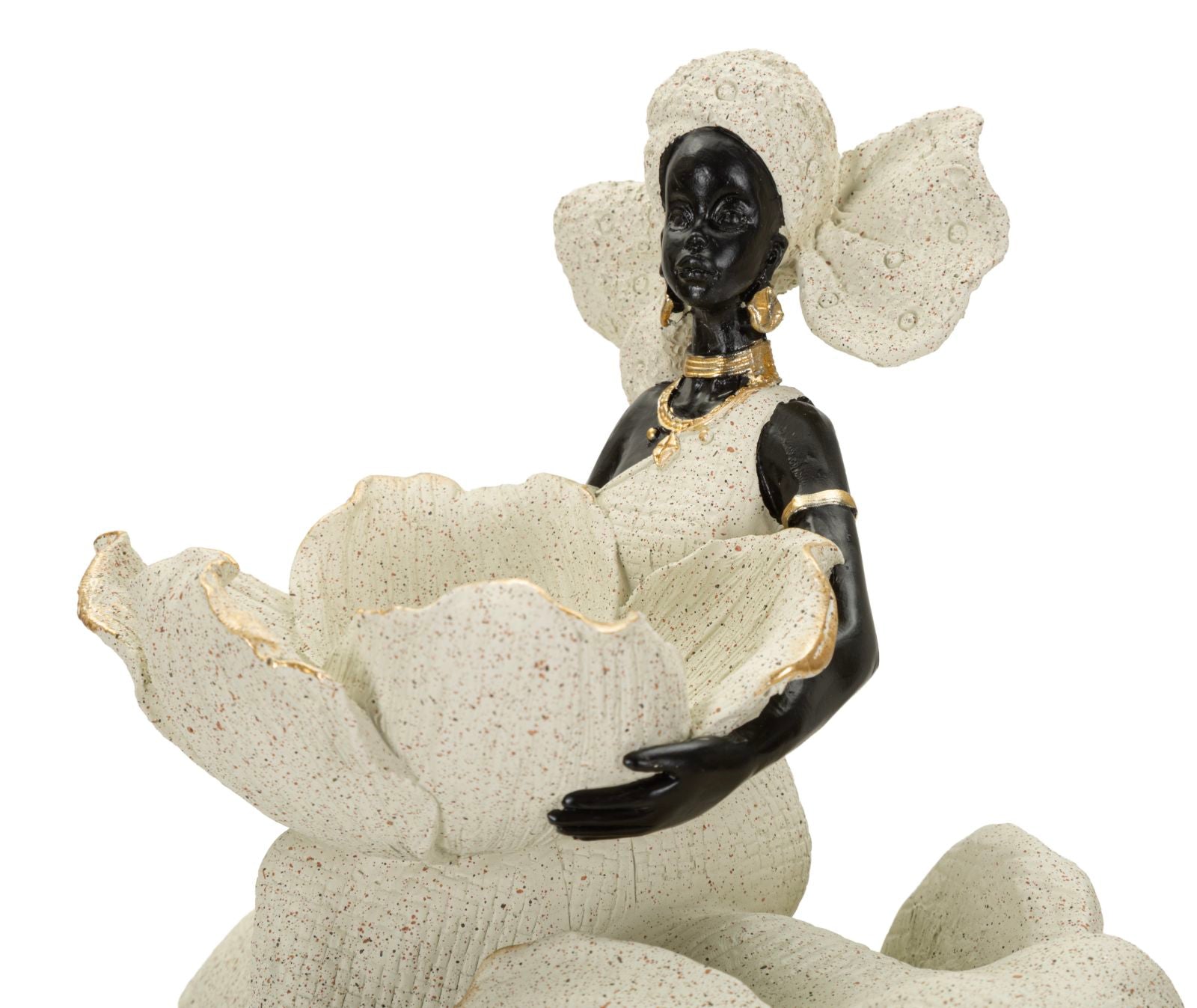 Ethnic Sculpture African Woman on Elephant 29X13X29 Cm
