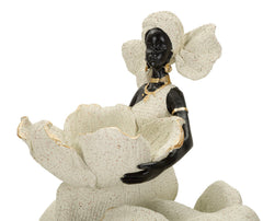 Ethnic Sculpture African Woman on Elephant 29X13X29 Cm