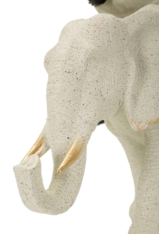 Ethnic Sculpture African Woman on Elephant 29X13X29 Cm