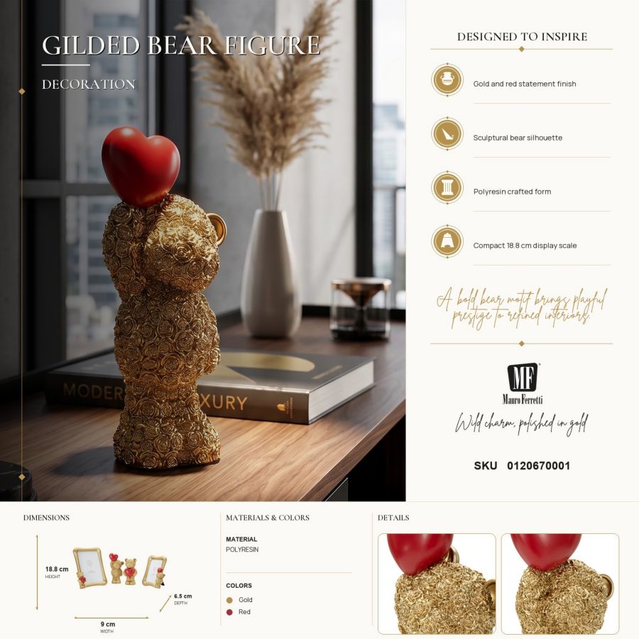 Decorative Teddy Bear With Heart 9X7X18