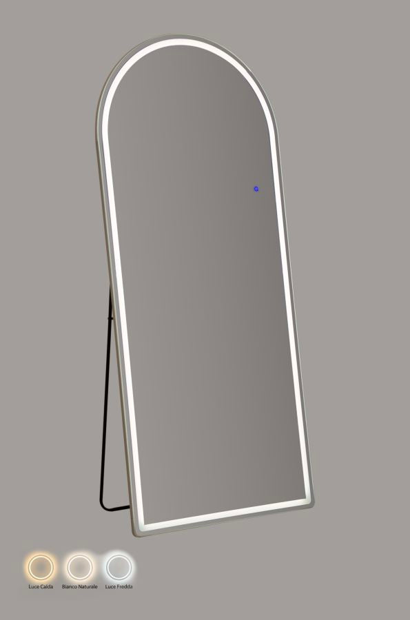 76x177cm Arched Floor/Wall Mirror with 3-Tone LED Lighting