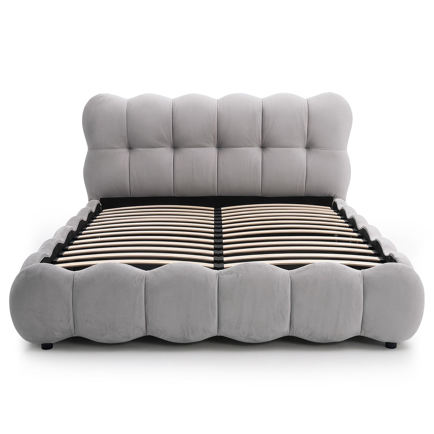 Lit-coffre design boule Bilbola avec sommier relevable 160x200cm Velours Gris