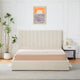 Lit coffre 180x200 cm avec sommier tissu bouclette beige