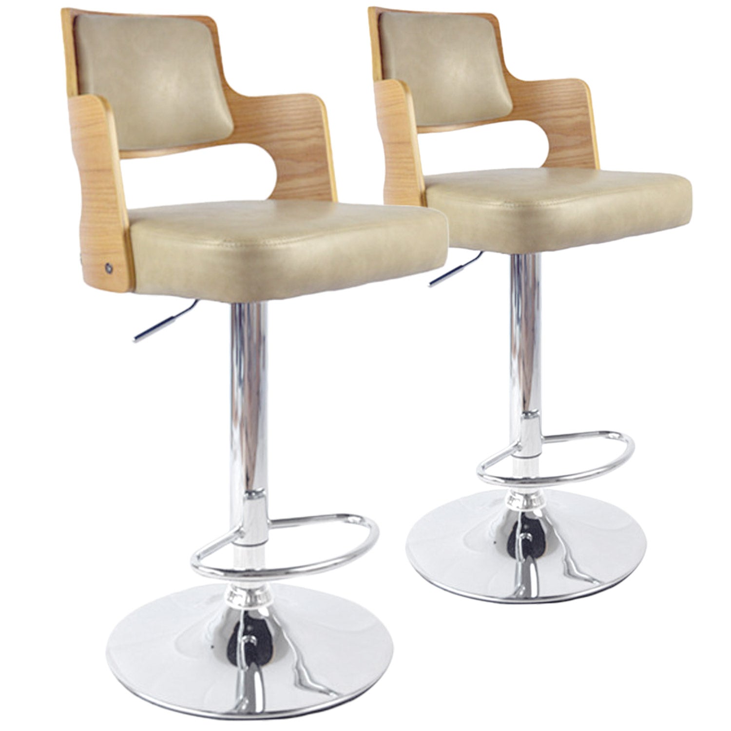Lot de 2 chaises de bar Russel Chêne Clair & Crème