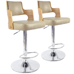 Lot de 2 chaises de bar Russel Chêne Clair & Crème