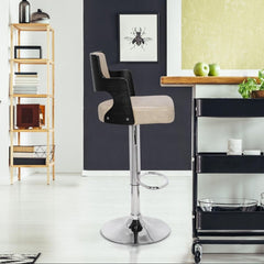 Lot de 2 chaises de bar Russel Bois Noir & Simili Crème