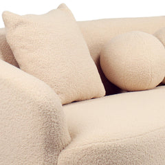 Canapé 4 places incurvé Celin tissu bouclette beige