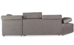 Canapé d'angle convertible Boldie en velours taupe