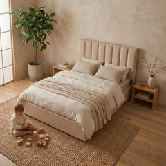 Pack Lit-coffre Songe + Matelas Bedream 160x200cm Tissu Beige