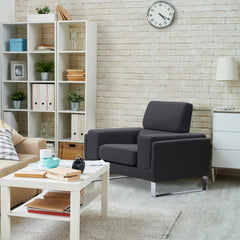 Fauteuil Barth tissu Noir en biais