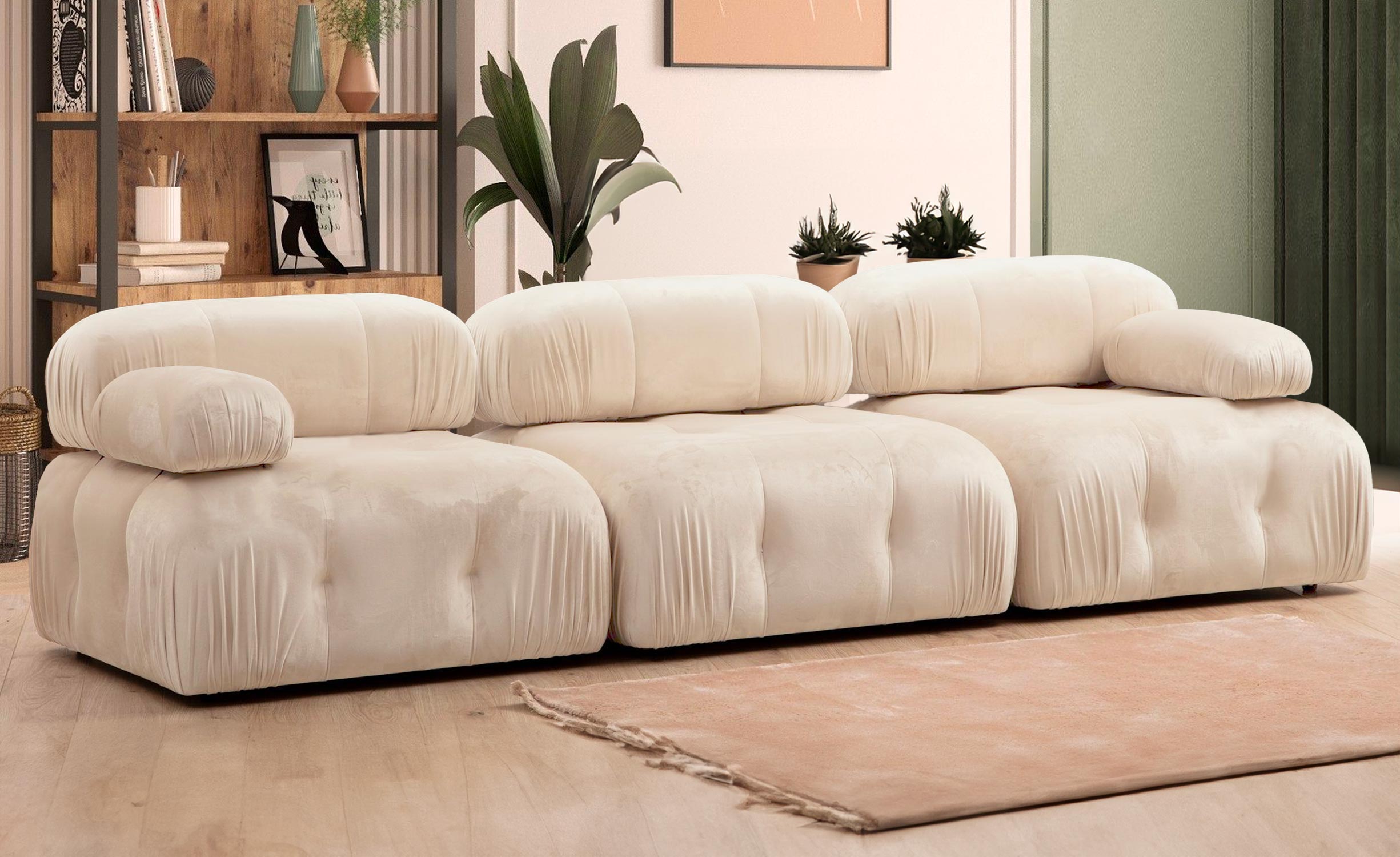 Canapé design modulable Hollywood Velours Beige
