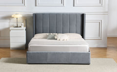 Lit double avec sommier relevable 160x200 cm velours gris