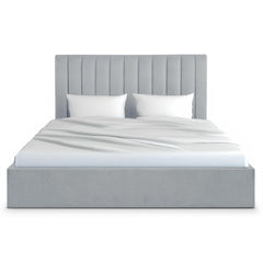 Lit Coffre Songe + Sommier Velours Argent 180cm