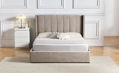 Lit double Magorial avec sommier relevable 160x200cm Velours Taupe