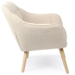Fauteuil Anatan scandinave en tissu bouclette beige