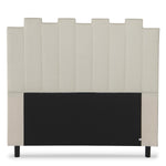 Tête de lit 140 cm en tissu beige avec bandes verticales