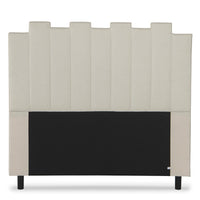 Tête de lit 140 cm en tissu beige avec bandes verticales