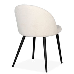 Lot de 4 chaises Maury Métal noir et Tissu bouclette Crème