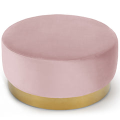 Pouf rond en velours pied or Artulo