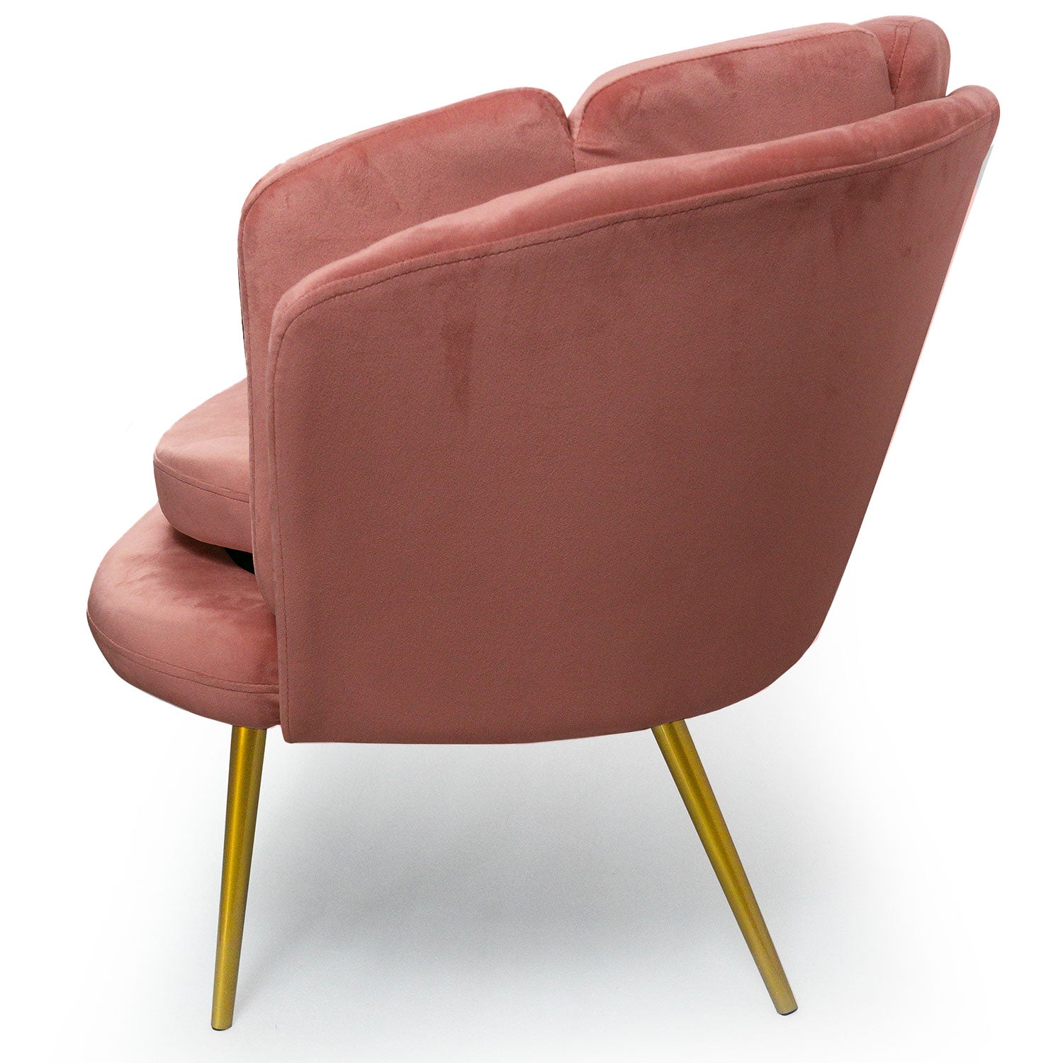 Canapé 2 places arrondi Brenda Velours Rose pieds Or