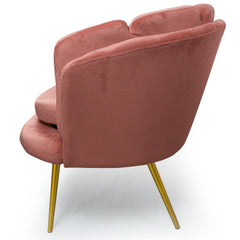 Canapé 2 places arrondi Brenda Velours Rose pieds Or
