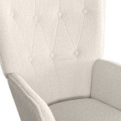 Fauteuil scandinave Amigio tissu bouclette crème