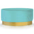 Pouf rond en velours menthe avec pied central doré