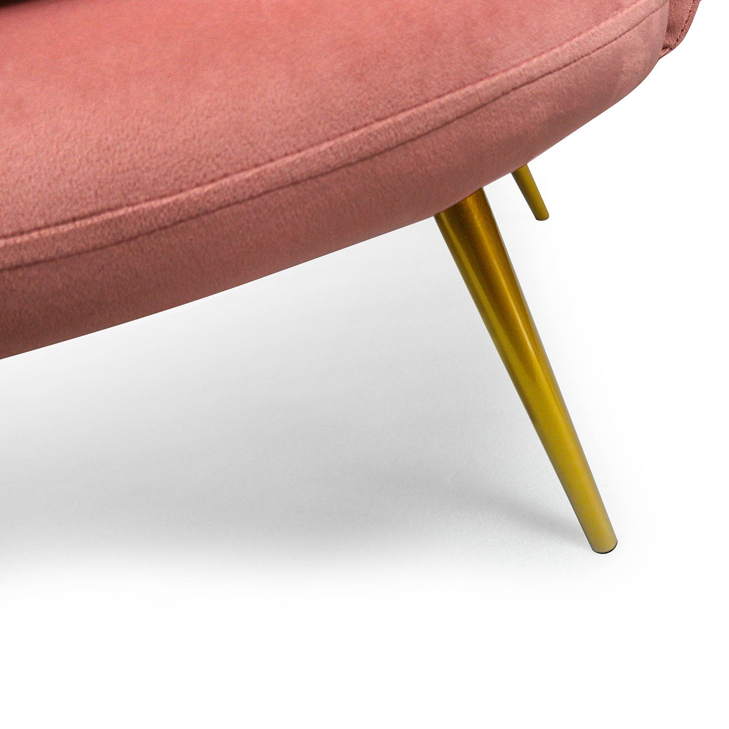 Canapé 3 places arrondi Brenda Velours Rose pieds Or