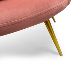 Canapé 3 places arrondi Brenda Velours Rose pieds Or