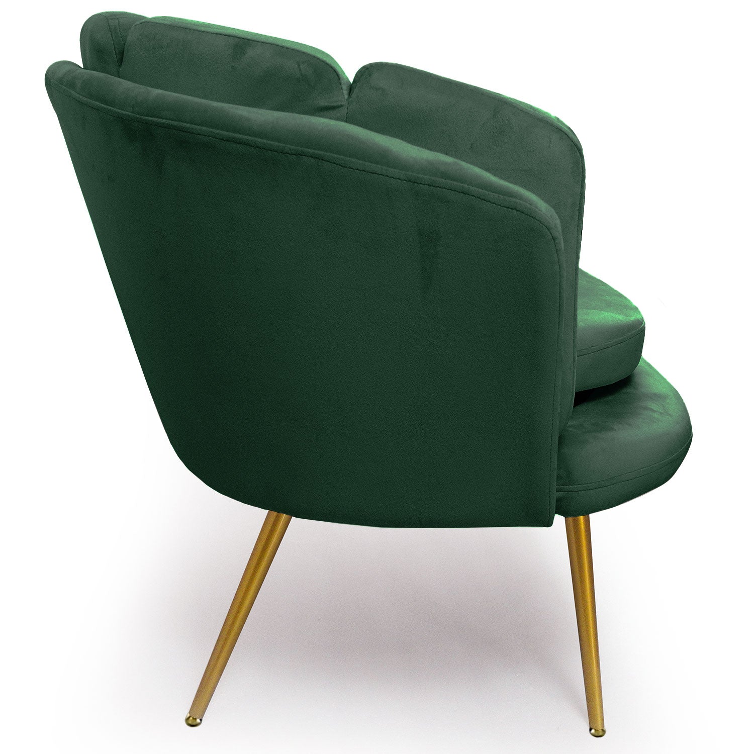 Canapé 3 places arrondi Brenda Velours Vert pieds Or