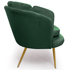 Canapé 3 places arrondi Brenda Velours Vert pieds Or