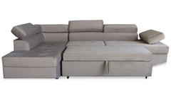 Canapé d'angle à gauche moderne et convertible Lido Velours Taupe