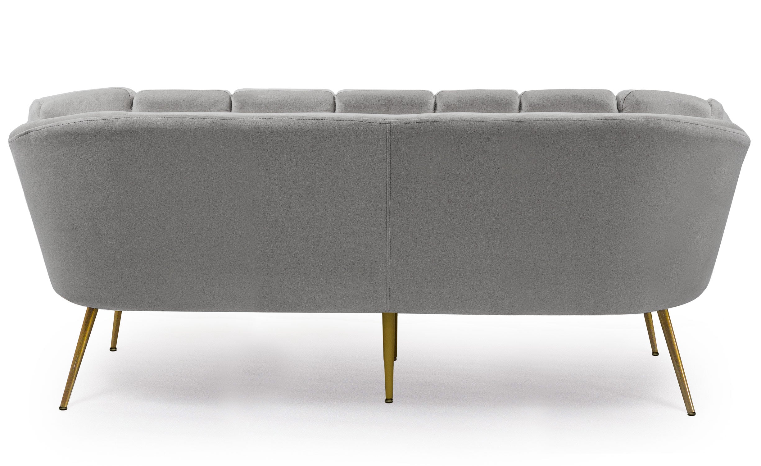 Canapé 3 places arrondi Brenda Velours Argent pieds Or