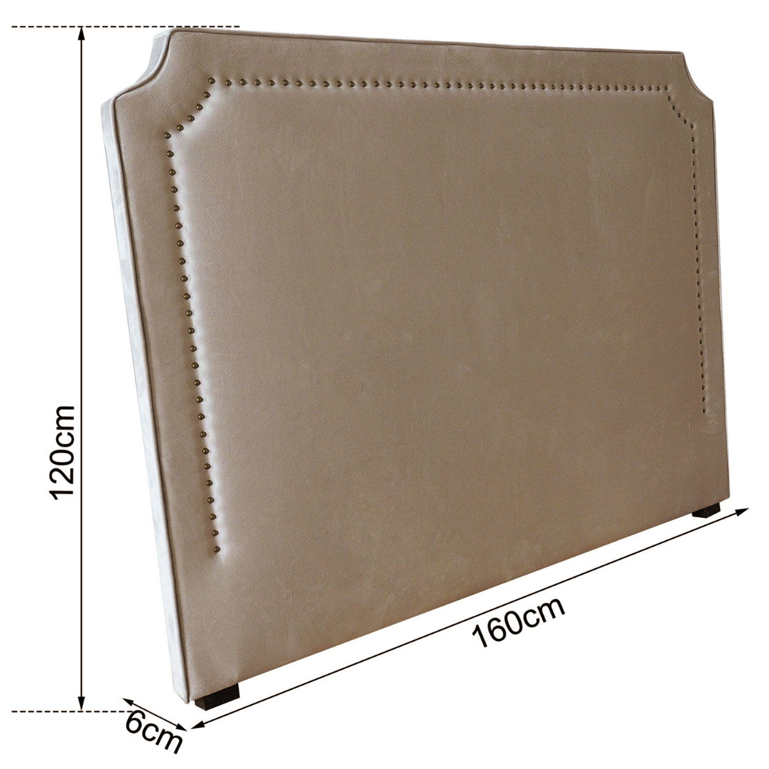 Tête de lit Milana 160cm Tissu Taupe avec clous de tapissier