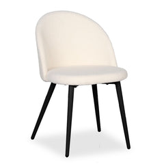 Lot de 4 chaises Maury Métal noir et Tissu bouclette Crème