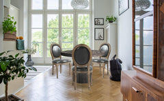 Lot de 2 chaises Adria médaillon simili cuir gris