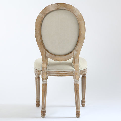 La chaise médaillon Louis XVI tissu beige vue de dos
