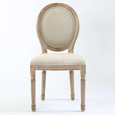 Lot de 2 chaises médaillon Adria en tissu beige