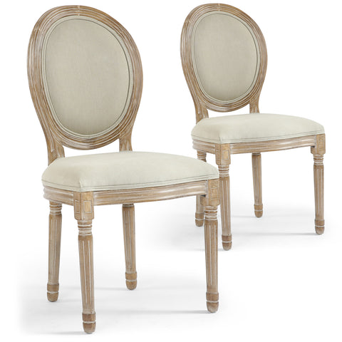 Lot de 2 chaises médaillon Adria en tissu beige