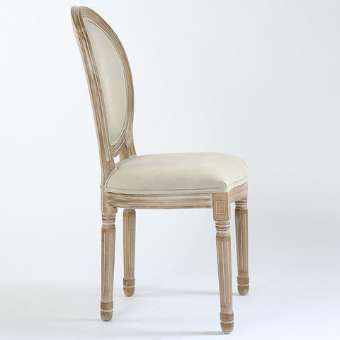 Lot de 2 chaises médaillon Adria en tissu beige
