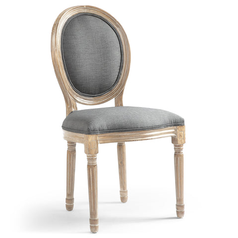 Lot de 2 chaises médaillon Adria tissu gris clair