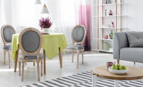 Lot de 2 chaises médaillon Adria tissu gris clair