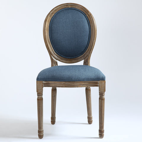 Lot de 2 chaises médaillon Adria tissu bleu